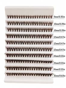 Asiteo 200片棕色簇状假睫毛，D卷翘浓密型，单根嫁接，浓密自然，适合在家DIY嫁接睫毛 - 棕色 - 查看 4