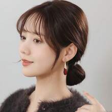 1對復古金屬酒紅色慶祝耳墜,適用於婚禮、訂婚或派對穿著的女士配飾 - 酒紅色 - 查看 6