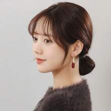 1對復古金屬酒紅色慶祝耳墜,適用於婚禮、訂婚或派對穿著的女士配飾 - 酒紅色 - 查看 5