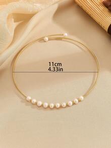 1pc Latest 2024 Faux Pearl Necklace With 14k Gold And Copper Wire For Women, Fashionable Birthday Party Gift - 10 Pearls - View 3