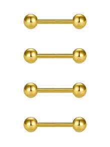 CIZME 4Pcs/Set Nipple Rings Tongue Rings Stainless Steel 14G Straight Barbells Piercing Jewelry 12mm,14mm,16mm,18mm
