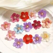 50pcs Simulation Small Cherry Blossom Petals, Mini Silk Flower Artificial Flower Garland Accessories, Fake Flower Head For Home Wedding Decoration - Blue - View 7