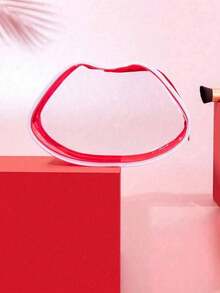 1Pc Transparent Waterproof PVC Cosmetic Bag New Red Lip Bag Personalized Wash Bag Transparent Bag,Red Lip Bag, Transparent Waterproof Large Capacity Travel Storage Bag,Suitable For Business Trips And Home Use Makeup Bag For Lip Gloss Lipstick Lip Oil Lip Balm - Red - View 2