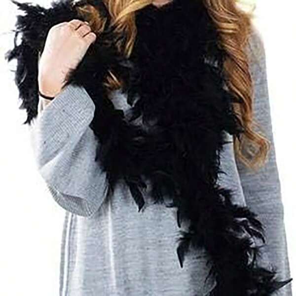 1pc Black Feather Boas, 6ft 40 Gram Feather Boa For Women For Carnival