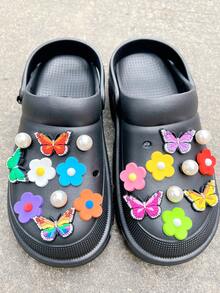 20入組pvc軟橡膠多種顏色蝴蝶、花朵、珍珠diy時尚鞋墊,可拆卸鞋配件 - 彩色 - 查看 4