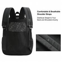 半透明背包,適用於學校、海灘、游泳、戶外運動、健身,重型網眼背包適用於兒童、成人、女孩、男孩（黑色）