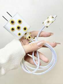 5入組向日葵圖案20w充電器保護套 - 彩色 - 查看 1