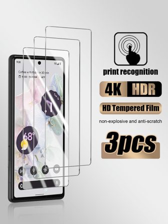 3 件高清钢化玻璃屏幕保护膜（包括曲面屏）兼容 Pixel 3/Pixel 4/Pixel 5/Pixel 5A/Pixel 6/Pixel 6A/Pixel 7/Pixel 7A/Pixel 8A/8pro/Pixel 9/Pixel 9pro/Pixel Xl/Pixel 9a/Pixel 10/Pixel 10pro/Pixel 10proxl 系列防水防震防摔防摔防刮防指纹全覆盖