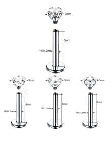 4入組/套方形、星形、心形和圓形唇釘與方晶鋯石組合 - 銀色 - 查看 2