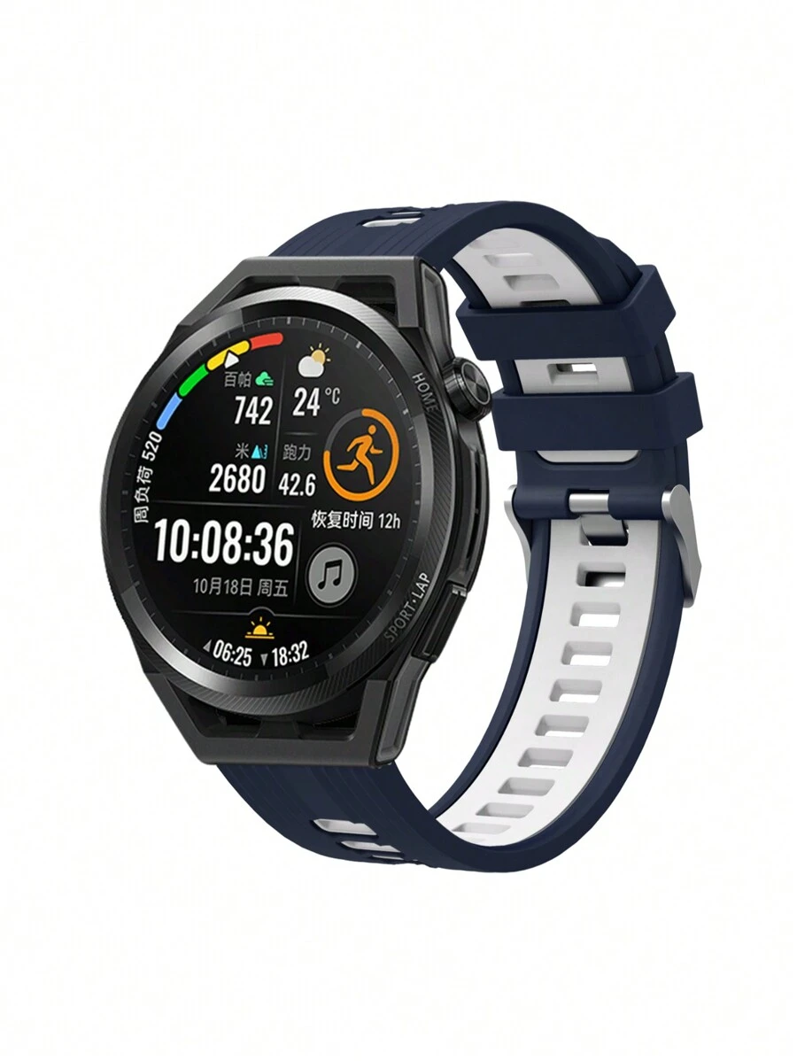 SMART WATCH MX Breathable Sport Silicone Strap Compatible With Honor Watch GS PRO, Honor Magic Watch 2 46mm, Honor Magic Watch 1, Honor Watch Dream - Blue and White - View 1