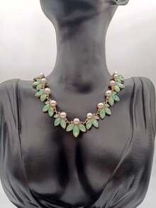 1 Pieza Cadena Verde Del Cuello Adecuada Para Uso Diario De Mujeres - Dorado - Ver 2