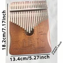 21 Key Kalimba Thumb Piano With Peach Wood Resonating Body, Tuning Hammer, Finger Guards, Gig Bag, Scale Stickers, Cleaning Cloth And User Manual Vintage - Hand Guard Yang Fan Sets Sail - View 2