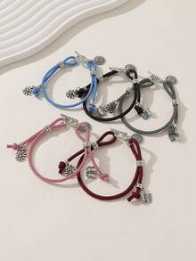 1入組diy時尚鄉村風格向日葵蝴蝶裝飾垂墜手鍊手工情侶手鍊,適用於情人節,約會,派對,夜店,日常穿著 - 向日葵蝴蝶手鍊 - 查看 2