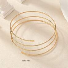 1個簡約中空三層金屬手環,嘻哈朋克手鐲,可調節開放式結束 - 金色 - 查看 2