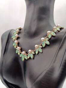 1 Pieza Cadena Verde Del Cuello Adecuada Para Uso Diario De Mujeres - Dorado - Ver 5