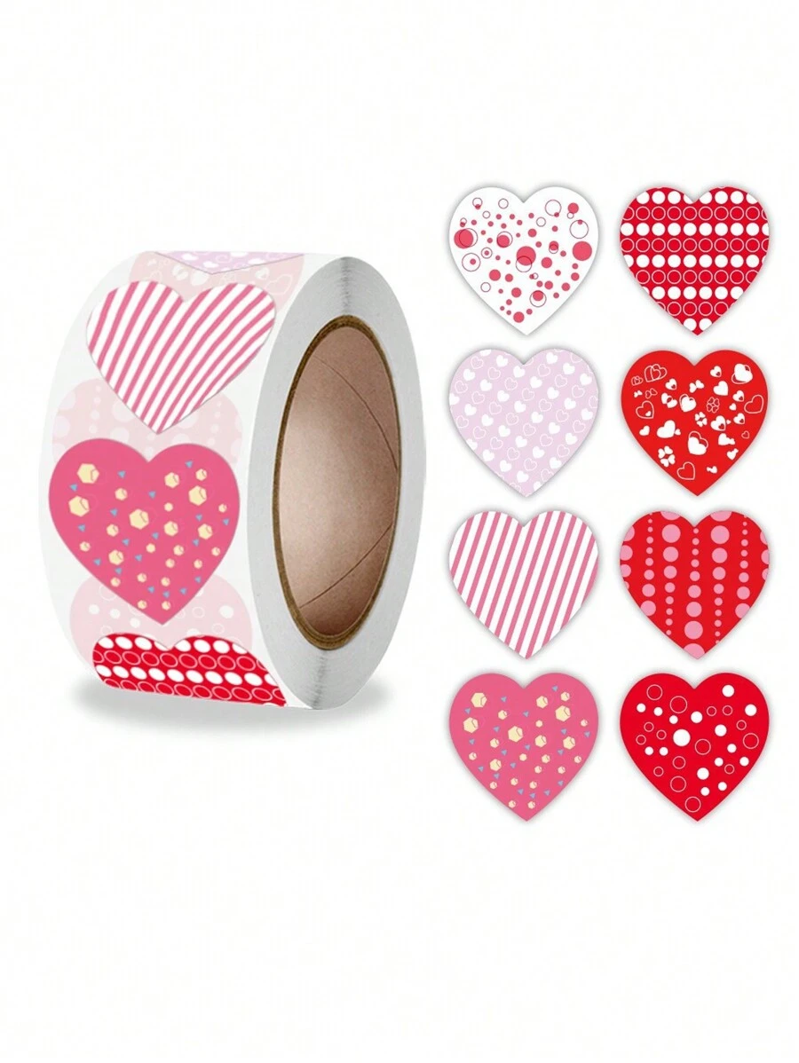 心形貼紙密封標籤,可愛的文具貼紙,適用於diy手工藝品、生日、婚禮、情人節、母親節、派對、節日禮品包裝 - 彩色 - 查看 1