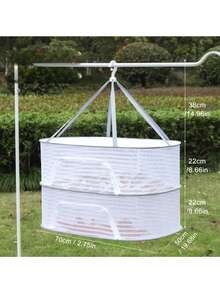 1pc Double Layer Multifunctional Mosquito-Proof Drying Net, Sturdy And Durable, Suitable For Drying Small Clothes, Dried Fish And Vegetables. - White - View 1