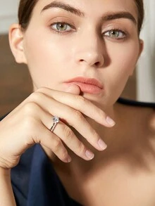 AETOLIA 1入組簡約韓款S925銀戒指套裝，優雅新年戒指情人節禮物婚禮珠寶 - 銀色 - 查看 5