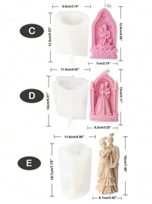 浪漫婚禮新人浮雕紋理矽膠模具,適用於自製蠟燭、香薰、蛋糕裝飾,情人節燭光晚餐,或作為情侶禮物 - 白色 - 查看 8