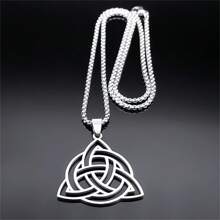 Aesthetic Infinity Trinity Knot Necklace For Women Men Stainless Steel  Celtic Irish Knots Hollow Chain Jewelry - Silver - View 5