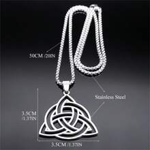 Aesthetic Infinity Trinity Knot Necklace For Women Men Stainless Steel  Celtic Irish Knots Hollow Chain Jewelry - Silver - View 3
