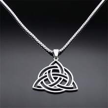 Aesthetic Infinity Trinity Knot Necklace For Women Men Stainless Steel  Celtic Irish Knots Hollow Chain Jewelry - Silver - View 6