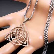 Aesthetic Infinity Trinity Knot Necklace For Women Men Stainless Steel  Celtic Irish Knots Hollow Chain Jewelry - Silver - View 4