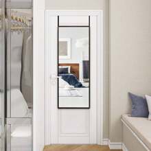 Height-Adjustable Wall Mirror, Door Mirror With Hook, Wardrobe Mirror Made Of Shatter-Proof Glass, 2 Installation Methods, Iron Frame, For Bedroom Hallway Wardrobe - Brown - View 2