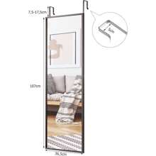 Height-Adjustable Wall Mirror, Door Mirror With Hook, Wardrobe Mirror Made Of Shatter-Proof Glass, 2 Installation Methods, Iron Frame, For Bedroom Hallway Wardrobe - Brown - View 3