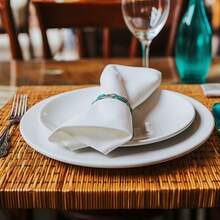 6pcs White Napkins With High-Grade Soft Plush Feel, Edged Design, Suitable For Parties/Restaurants/Weddings/Hotels - White - View 5