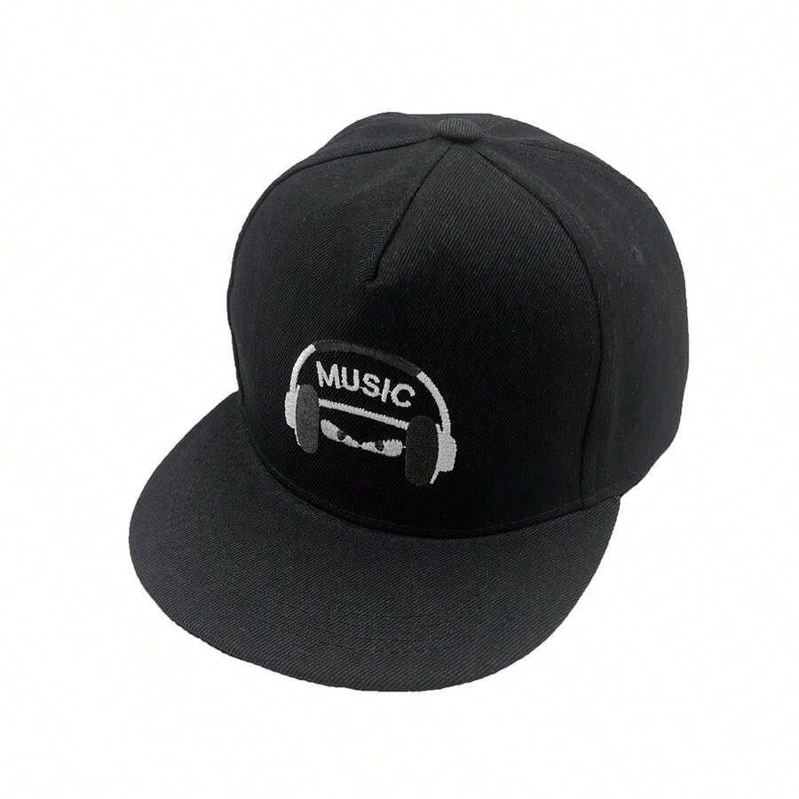 1頂刺繡音樂耳機設計嘻哈棒球帽男女適用,適合日常使用 - 黑色 - 查看 1