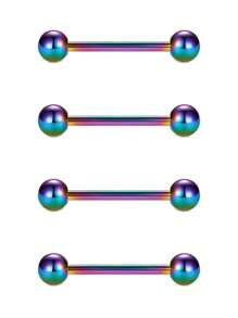 CIZME 4Pcs/Set Nipple Rings Tongue Rings Stainless Steel 14G Straight Barbells Piercing Jewelry 12mm,14mm,16mm,18mm