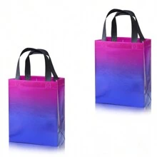 7 件裝不織布漸層禮品袋套裝適用於節慶、派對和購物包裝 - 紅白色 - 查看 5