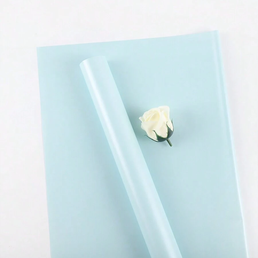 20pcs/Bag New Double-Sided Double-Color Iridescent Gold Light Flower Wrapping Paper, Waterproof Christmas Gift Packaging Material - Blue - View 1