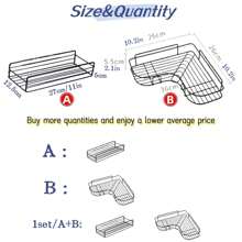 Iron Storage Rack, Suitable For Kitchen Storage, Home Decor And Kitchen Adhesive Storage Rack, No Need To Drill, Bathroom Storage Shelf, Wall Hanging Shower Rack - Black - View 2