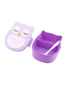 1 Piece Owl Lunch Box, Cartoon Plastic Portable Animal Shape Lunch Box For School - Blue - View 8
