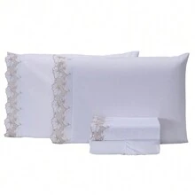 Kit Jogo Lençol Cama King 4 peças Percal 400 Fios Poliéster