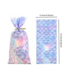 20入組美人魚鱗紋糖果禮袋,附扭扭扎,雪花餅乾袋,拉繩禮物袋,適用於生日派對用品,婚禮小禮物袋和裝飾 - 彩色 - 查看 5
