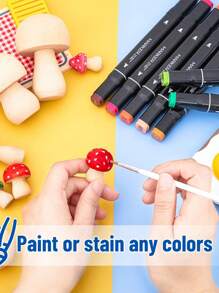 10 Piezas-unfinished Hongo De Madera Para Manualidades, Setas De Madera Naturales Para Pintar, Setas Pequeñas De Varios Tamaños, Decoración De Hongos De Madera Para Proyectos De Arte Y Manualidades, Decoración Y Más Colores De Pintura Diy - color madera - Ver 4