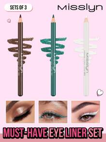 Misslyn 3 Peças Conjunto de Lápis Delineador, Conjunto de 3 Lápis Delineadores Pigmentados, Lápis de Sombra e Delineador, Lápis Delineador Retrátil - Conjunto de três canetas delineadoras 02 - Visão 1