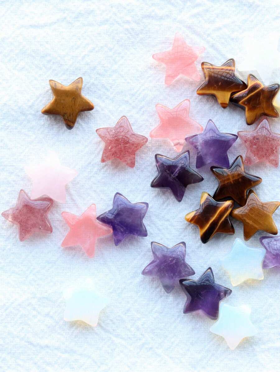 Pink Crystal Star Shaped Pendant With Side Hole, Diy Jewelry Making Material For Women's Bracelet And Earring - Pink Quartz Stars 5 Pieces - View 1