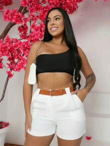 Women Shorts - 白色 - 查看 2