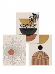 3入組奢華金葉、珊瑚和引言印花極簡主義畫布油畫套裝,適用於家庭客廳臥室裝飾,不含框架 - 彩色 - 查看 7