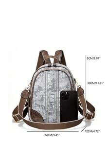 Fashionable Casual Elegant Style 1pc Multi-Pocket Pu Leather Women's Backpack That Can Also Be Used As A Shoulder Bag, Suitable For Girls, Women, College Students, Young Professionals And Office Workers, Perfect For Work, Business, Commuting, And School - Multicolor - View 8