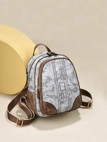 Fashionable Casual Elegant Style 1pc Multi-Pocket Pu Leather Women's Backpack That Can Also Be Used As A Shoulder Bag, Suitable For Girls, Women, College Students, Young Professionals And Office Workers, Perfect For Work, Business, Commuting, And School - Multicolor - View 1