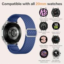 Braided Straps Compatible With Samsung Galaxy Watch 6/Watch 5/Watch 4 40mm 44mm Strap, Elastic Sport Strap Compatible With Galaxy Watch Active 2/Watch 4 Classic/Watch 6 Classic/Watch 5 Pro - Blue - View 5