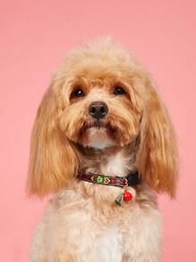 1pc Adjustable Pet Embroidered Heart Necklace For Dogs And Cats With Leash - Multicolor - View 2