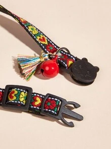 1pc Adjustable Pet Embroidered Heart Necklace For Dogs And Cats With Leash - Multicolor - View 6