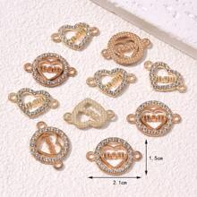 5入流行個性優雅合金中空心心形 圓形媽媽雙掛接頭diy珠寶手鍊項鍊配件,適合女士佩戴或送給媽媽作為禮物 - 彩色 - 查看 4