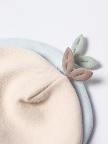 2pcs Random Newborn Baby Beanie Cute Elephant & Sprout Design Double-Layered Warmth Headwear 0-6 Infant Hat - Multicolor - View 6